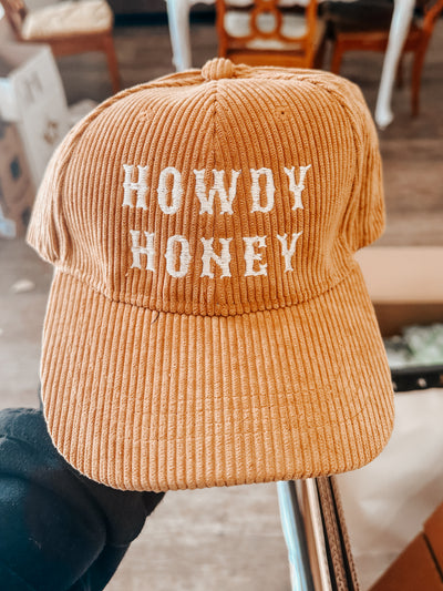 Howdy Honey Embroidered Corded Hat-190 - ACCESSORIES - HATS/HEADWEAR-BABE-[option4]-[option5]-[option6]-Leather & Lace Boutique Shop