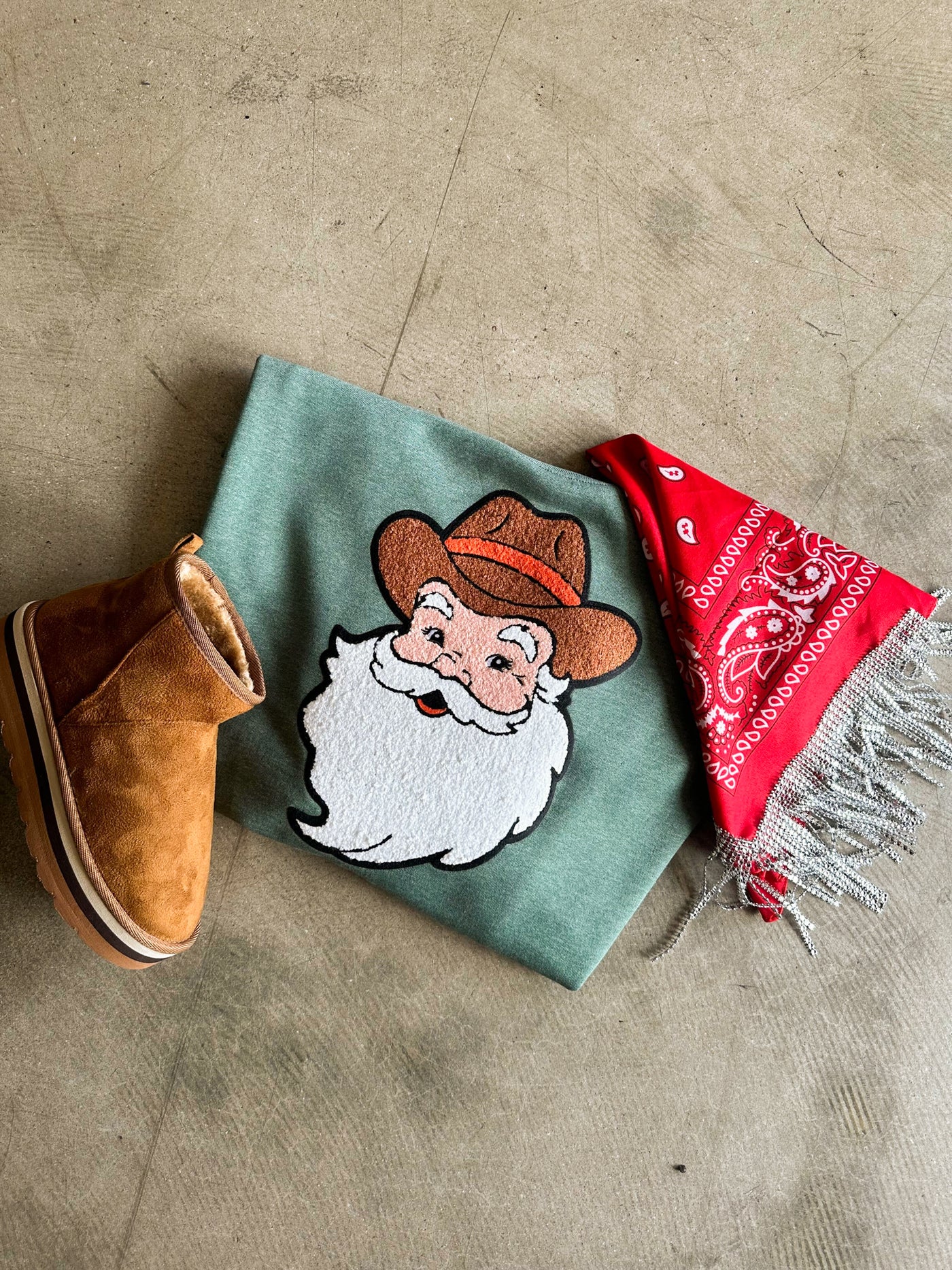 Howdy Santa Sweatshirt-135 - DEMAND GRAPHIC-LEATHER & LACE-[option4]-[option5]-[option6]-Leather & Lace Boutique Shop