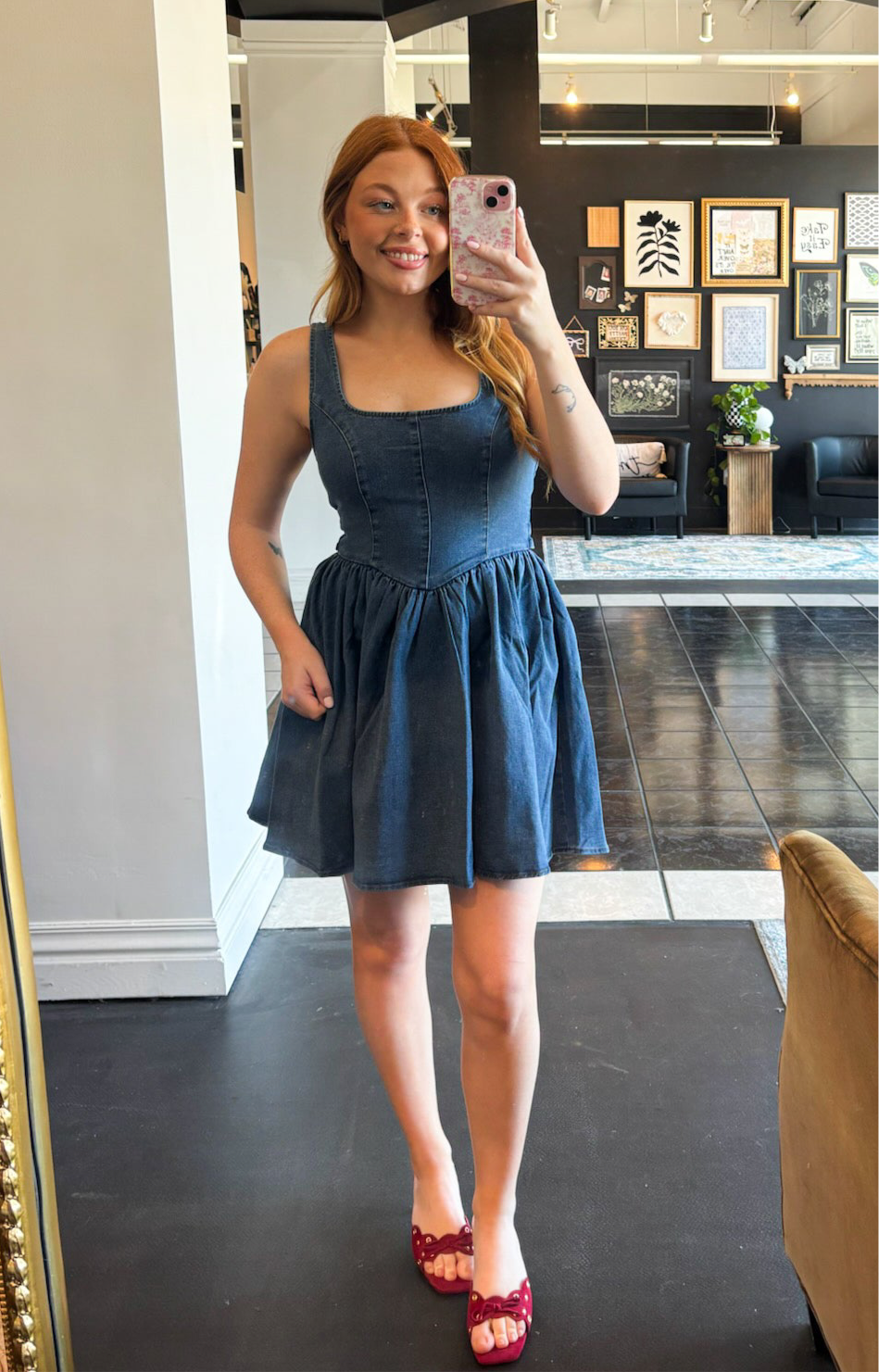 Denim Flare Mini Dress Denim Flare Mini Dress