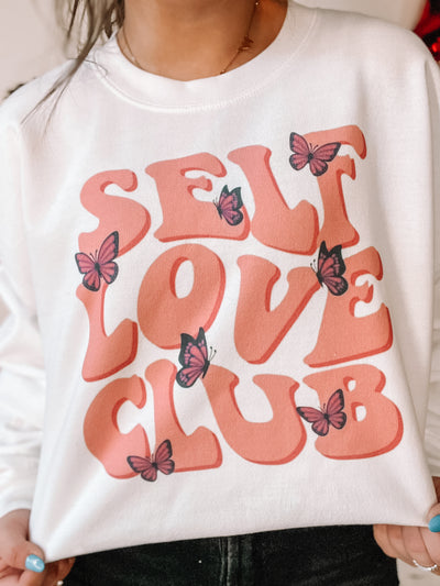 Self Love Club Graphic Sweatshirt-135 - DEMAND GRAPHIC-LEATHER & LACE-[option4]-[option5]-[option6]-Leather & Lace Boutique Shop