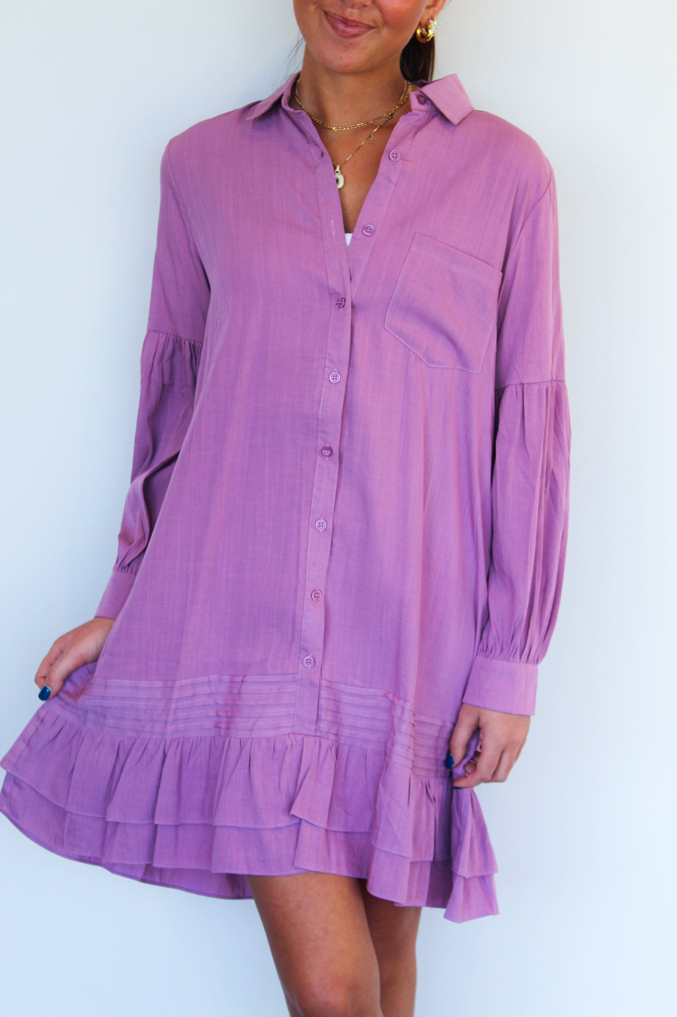 Sadie Long Sleeve Ruffle Dress-170 - DRESSES / ROMPERS / SETS-LEATHER & LACE-[option4]-[option5]-[option6]-Leather & Lace Boutique Shop