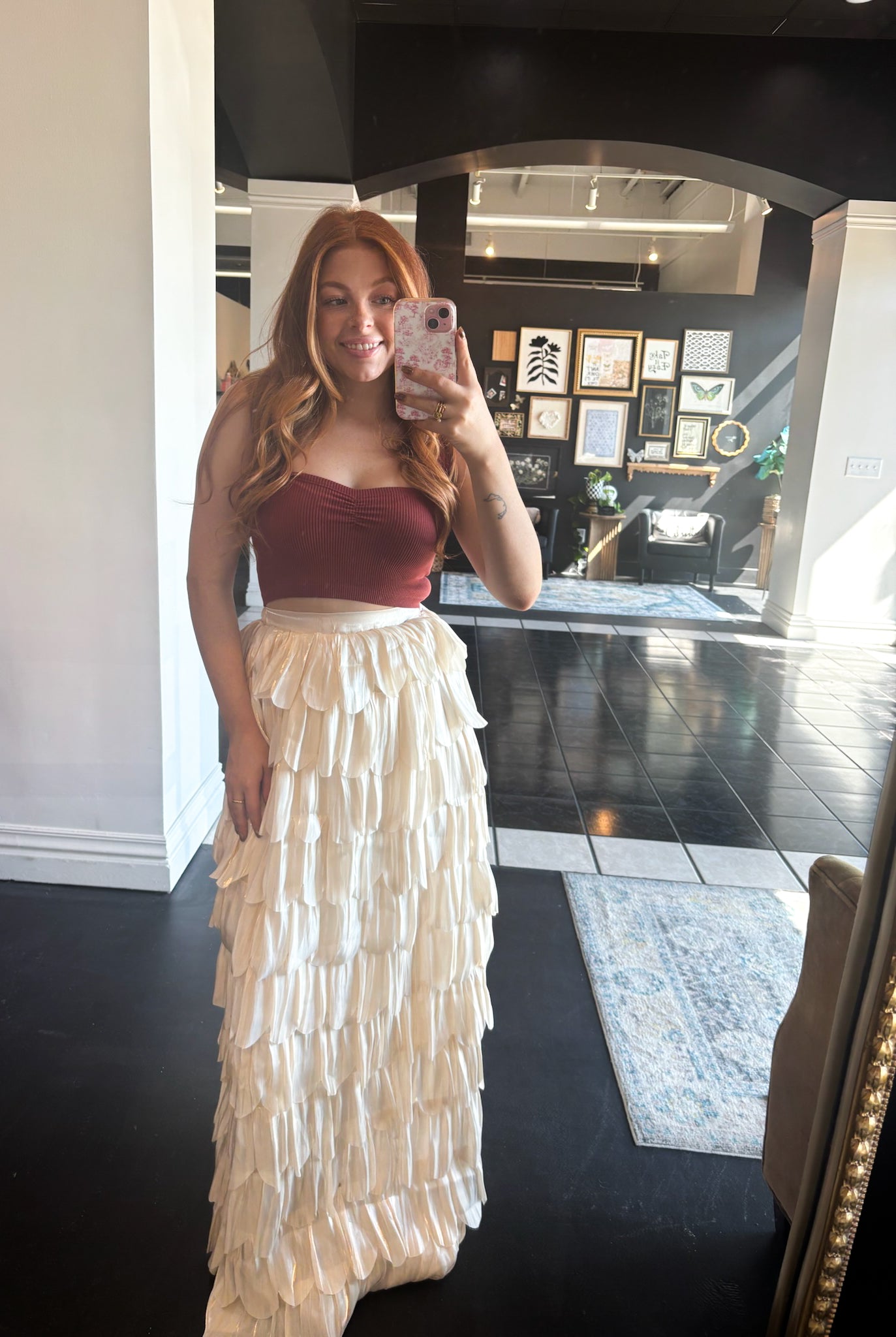 hesperus black dress Champagne Ruffles Maxi Skirt