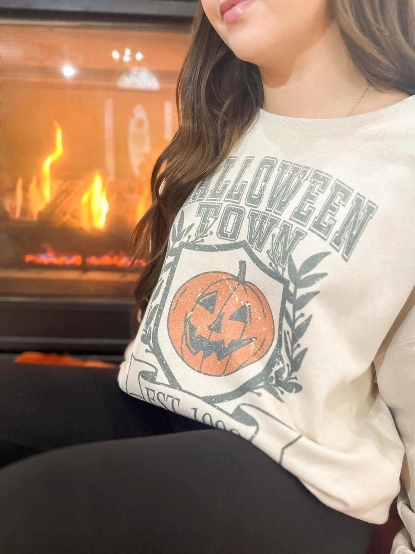 Halloween Town Graphic Sweatshirt-135 - DEMAND GRAPHIC-LEATHER & LACE-[option4]-[option5]-[option6]-Leather & Lace Boutique Shop