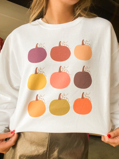 Multicolor Pumpkin Graphic Sweatshirt-135 - DEMAND GRAPHIC-LEATHER & LACE-[option4]-[option5]-[option6]-Leather & Lace Boutique Shop