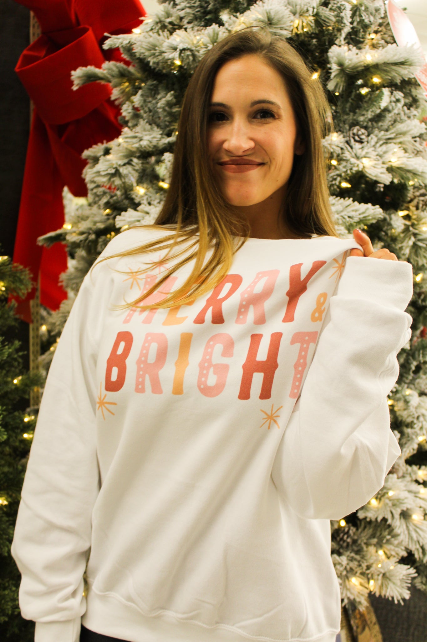 Merry & Bright Graphic Sweatshirt-135 - DEMAND GRAPHIC-LEATHER & LACE-[option4]-[option5]-[option6]-Leather & Lace Boutique Shop