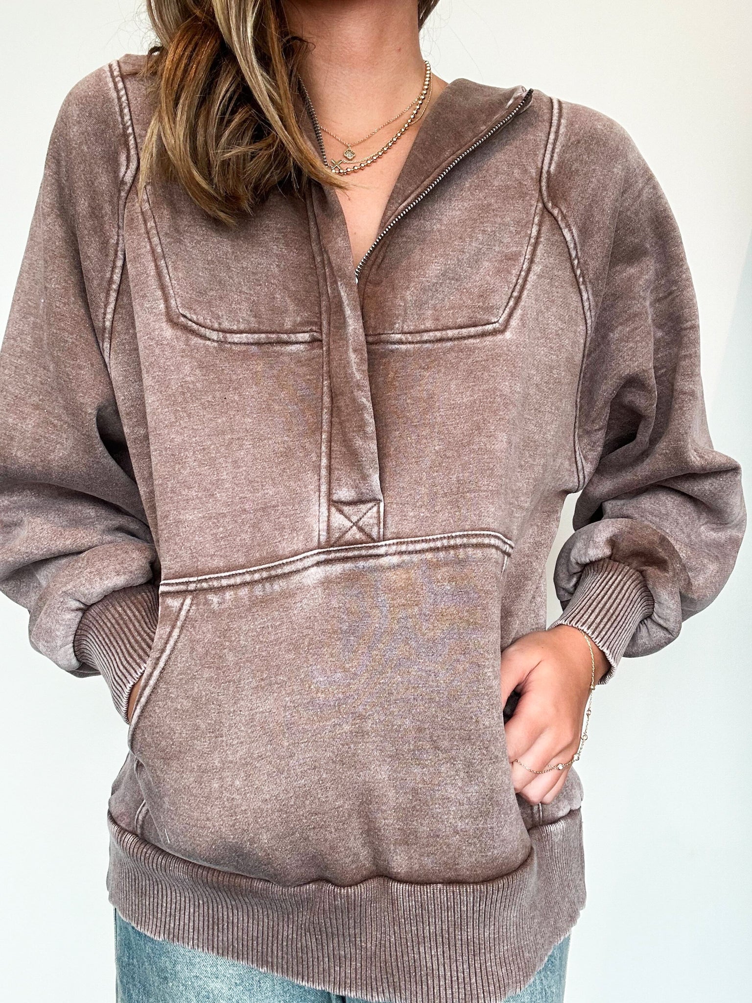 Green tea mineral wash lace up hoodie cheap