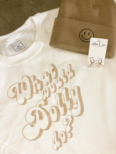 What Would Dolly Do Graphic Sweatshirt-135 - DEMAND GRAPHIC-LEATHER & LACE-[option4]-[option5]-[option6]-Leather & Lace Boutique Shop
