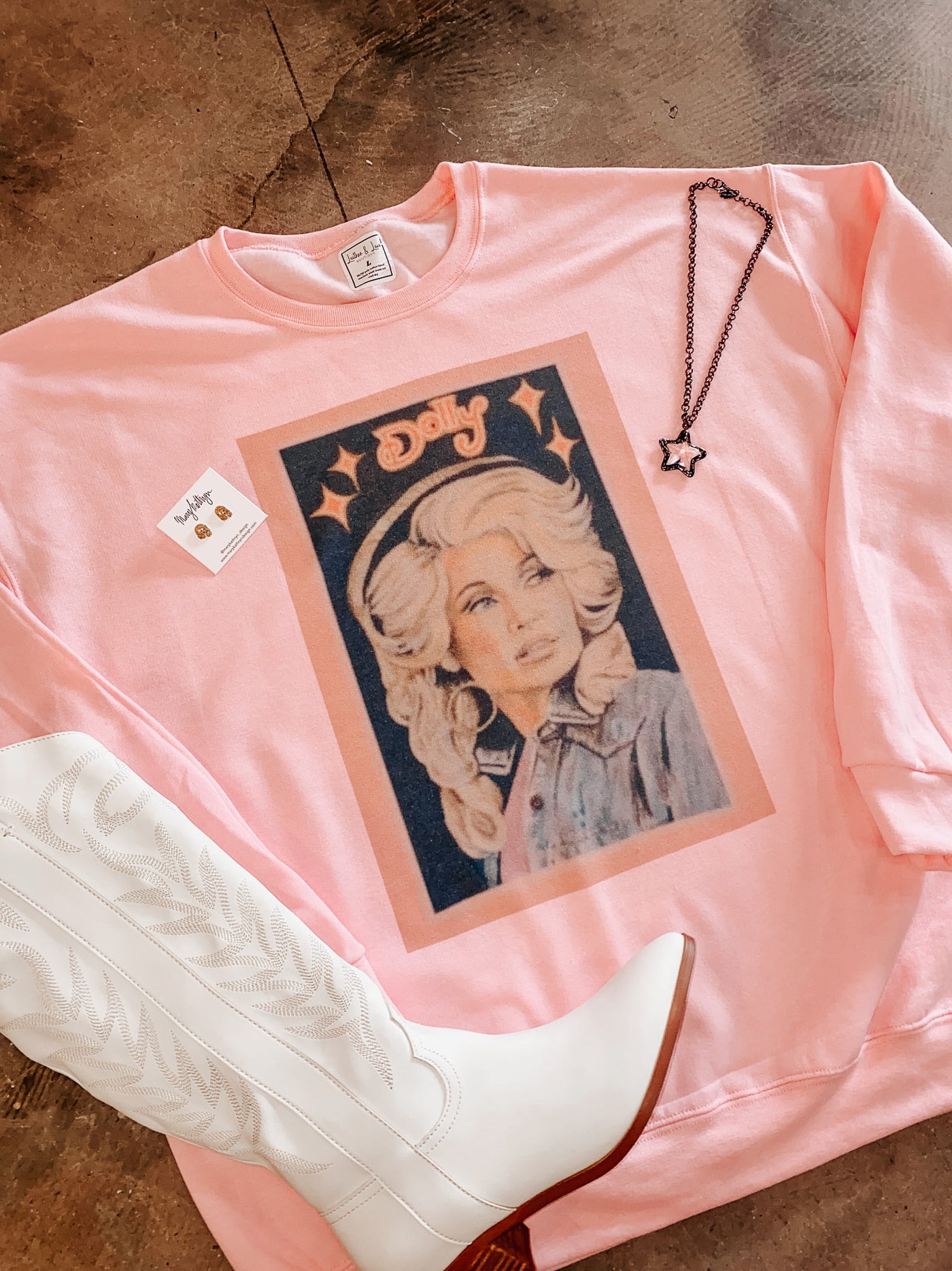 Vintage Dolly Graphic Sweatshirt-135 - DEMAND GRAPHIC-LEATHER & LACE-[option4]-[option5]-[option6]-Leather & Lace Boutique Shop