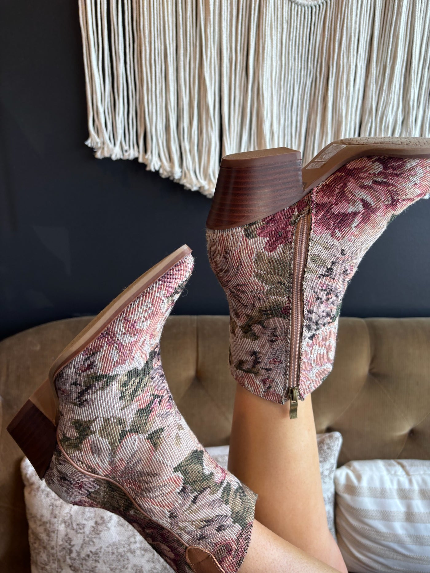 Karina Retro Floral Booties-180 - SHOES-FREE SOUL USA-[option4]-[option5]-[option6]-Leather & Lace Boutique Shop