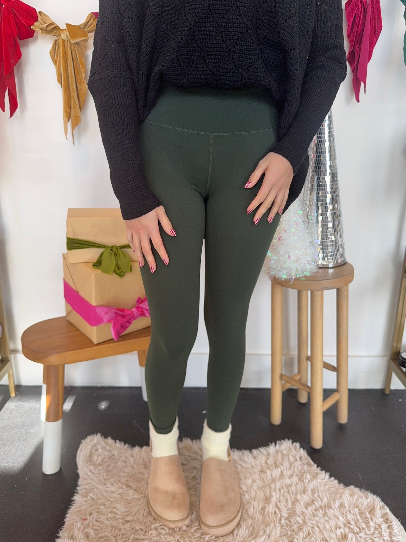 V-Waist Butter Leggings- Deep Forest-160 - BOTTOMS - OTHER-MONO B-[option4]-[option5]-[option6]-Leather & Lace Boutique Shop