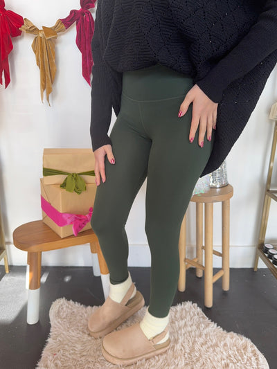 V-Waist Butter Leggings- Deep Forest-160 - BOTTOMS - OTHER-MONO B-[option4]-[option5]-[option6]-Leather & Lace Boutique Shop