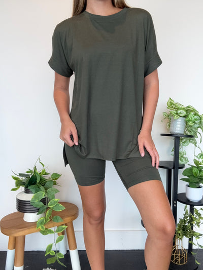 LLB Exclusive: Wear Anywhere Tee & Bike Short Set - Deep Hunter Green-170 - SETS-LEATHER & LACE-[option4]-[option5]-[option6]-Leather & Lace Boutique Shop