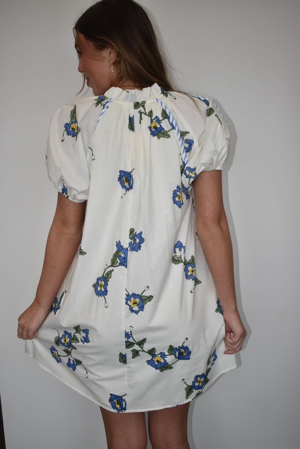 Floral Striped Mini Dress-170 - DRESSES-ENTRO-[option4]-[option5]-[option6]-Leather & Lace Boutique Shop