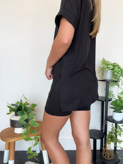 LLB Exclusive: Wear Anywhere Tee & Bike Short Set - Black-170 - SETS-LEATHER & LACE-[option4]-[option5]-[option6]-Leather & Lace Boutique Shop