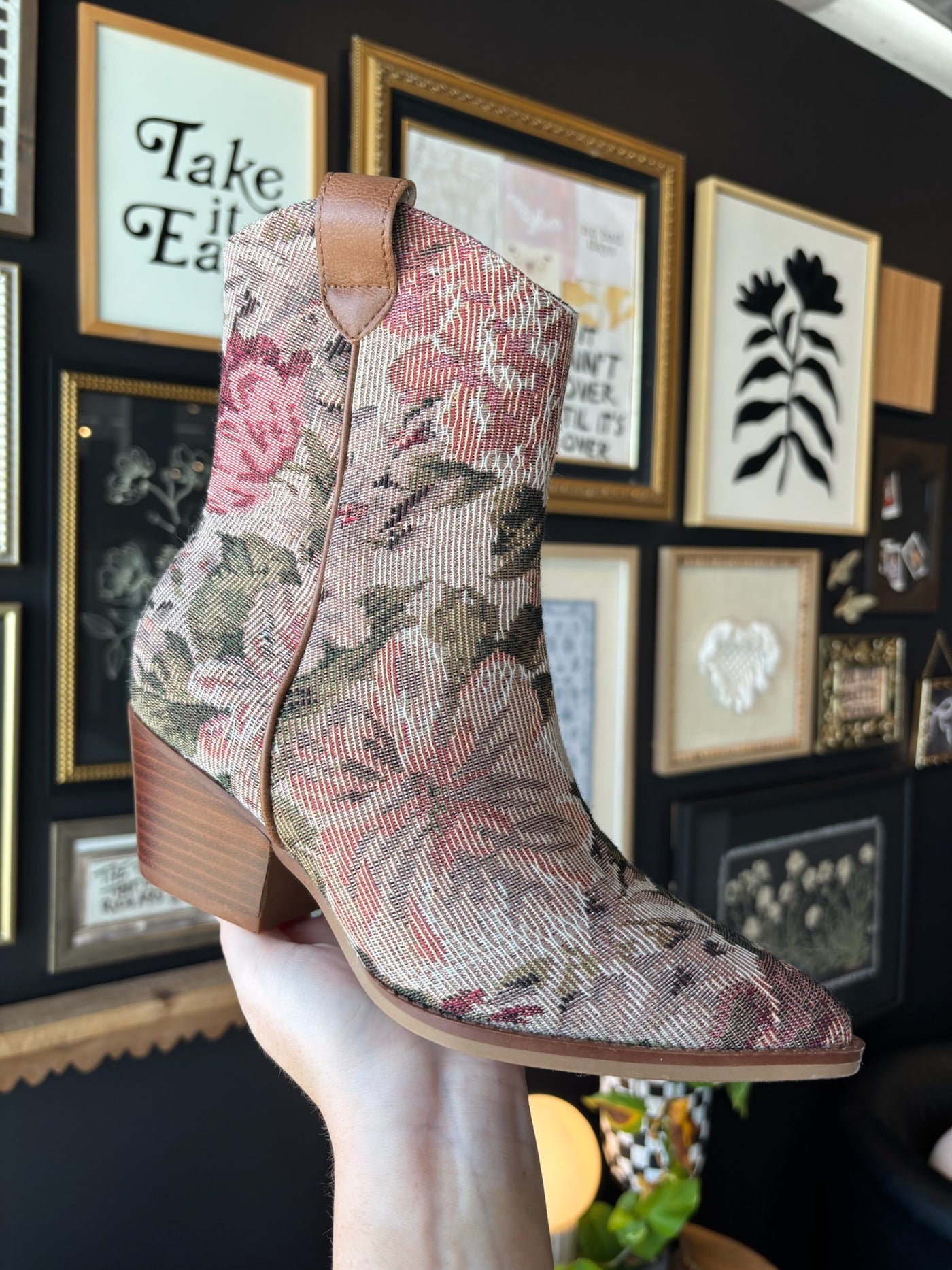 Karina Retro Floral Booties-180 - SHOES-FREE SOUL USA-[option4]-[option5]-[option6]-Leather & Lace Boutique Shop
