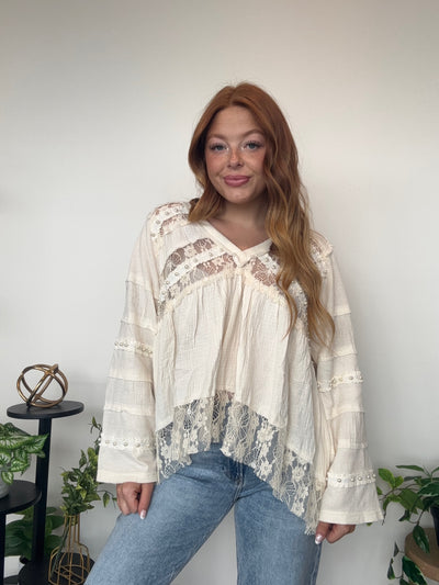 Lace Bell Sleeve Blouse-110 - TOPS - LONG SLEEVE-POL-[option4]-[option5]-[option6]-Leather & Lace Boutique Shop