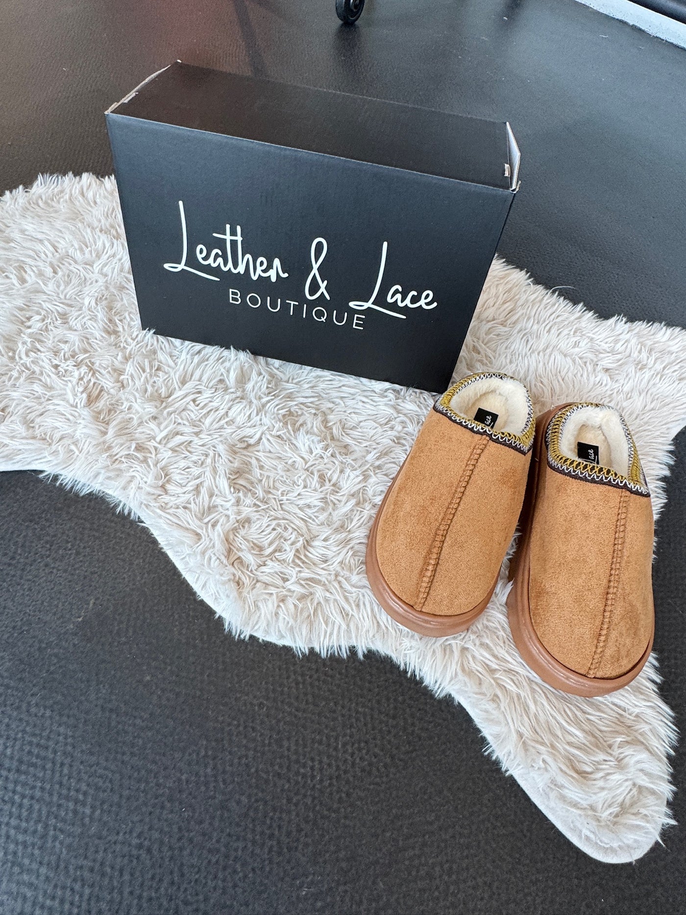 LLB Exclusive: Cognac Plush Slipper