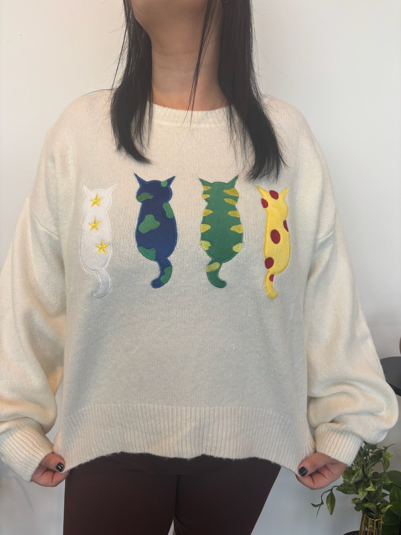 Retro Cat Sweater-130 - TOPS - SWEATERS/SWEATSHIRTS-ADORA-[option4]-[option5]-[option6]-Leather & Lace Boutique Shop
