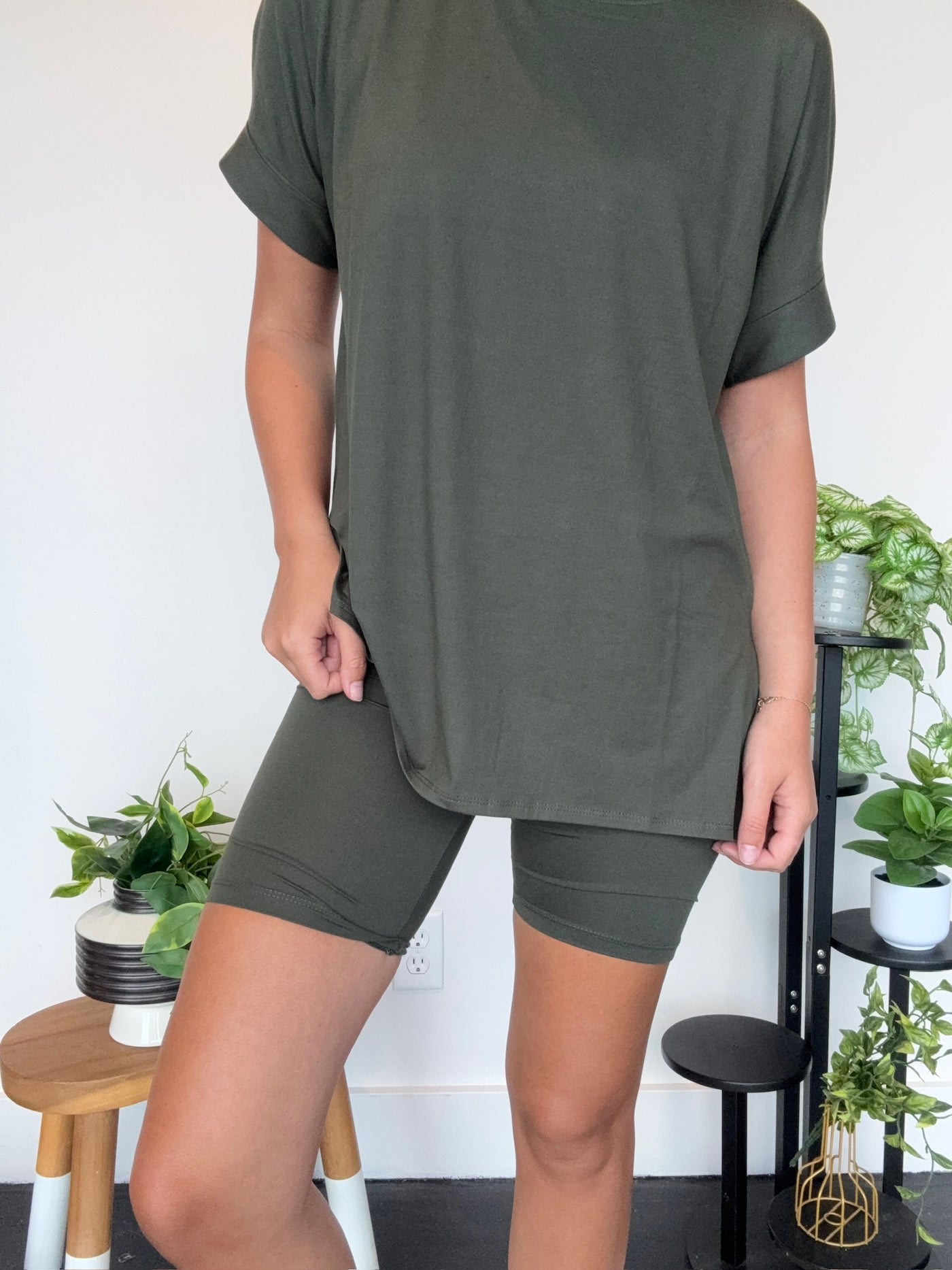 LLB Exclusive: Wear Anywhere Tee & Bike Short Set - Deep Hunter Green-170 - SETS-LEATHER & LACE-[option4]-[option5]-[option6]-Leather & Lace Boutique Shop