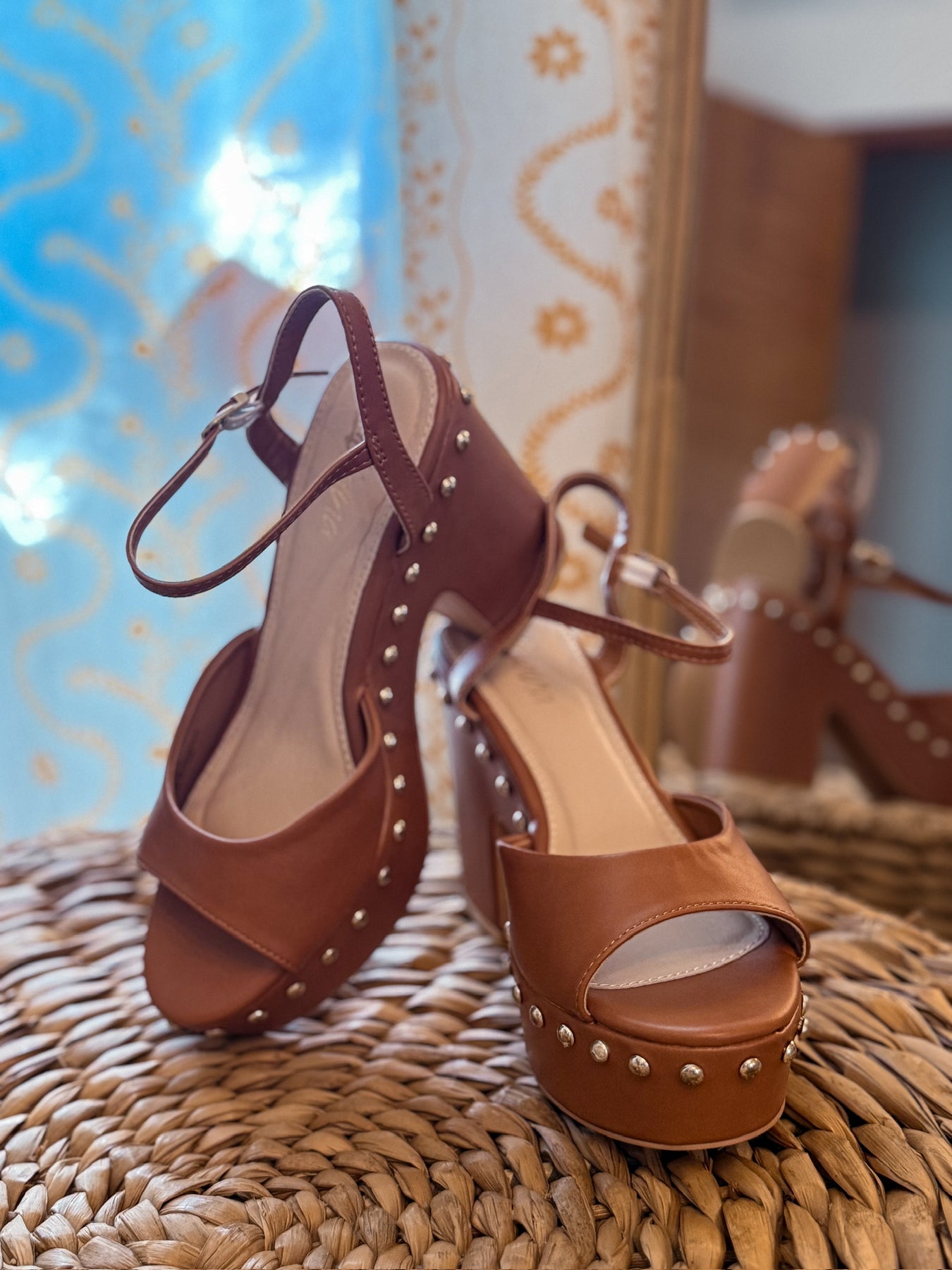 Ankle Strap Studded Platform Heel