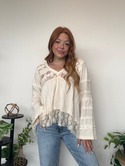 Lace Bell Sleeve Blouse-110 - TOPS - LONG SLEEVE-POL-[option4]-[option5]-[option6]-Leather & Lace Boutique Shop