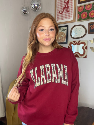Alabama Camo Graphic Sweatshirt-135 - DEMAND GRAPHIC-LEATHER & LACE-[option4]-[option5]-[option6]-Leather & Lace Boutique Shop