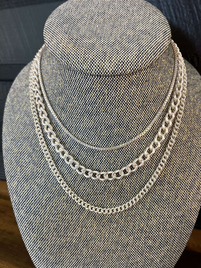 Scottie Layered Chain Necklace- Silver-190 - ACCESSORIES - JEWELRY-MY GIRL-[option4]-[option5]-[option6]-Leather & Lace Boutique Shop
