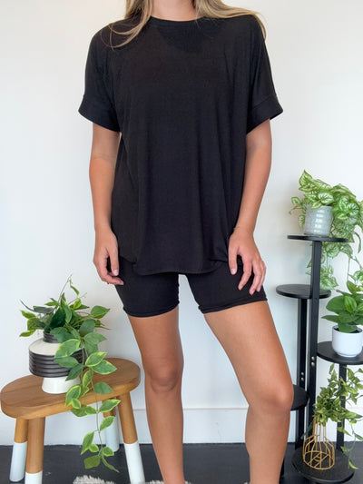 LLB Exclusive: Wear Anywhere Tee & Bike Short Set - Black-170 - SETS-LEATHER & LACE-[option4]-[option5]-[option6]-Leather & Lace Boutique Shop