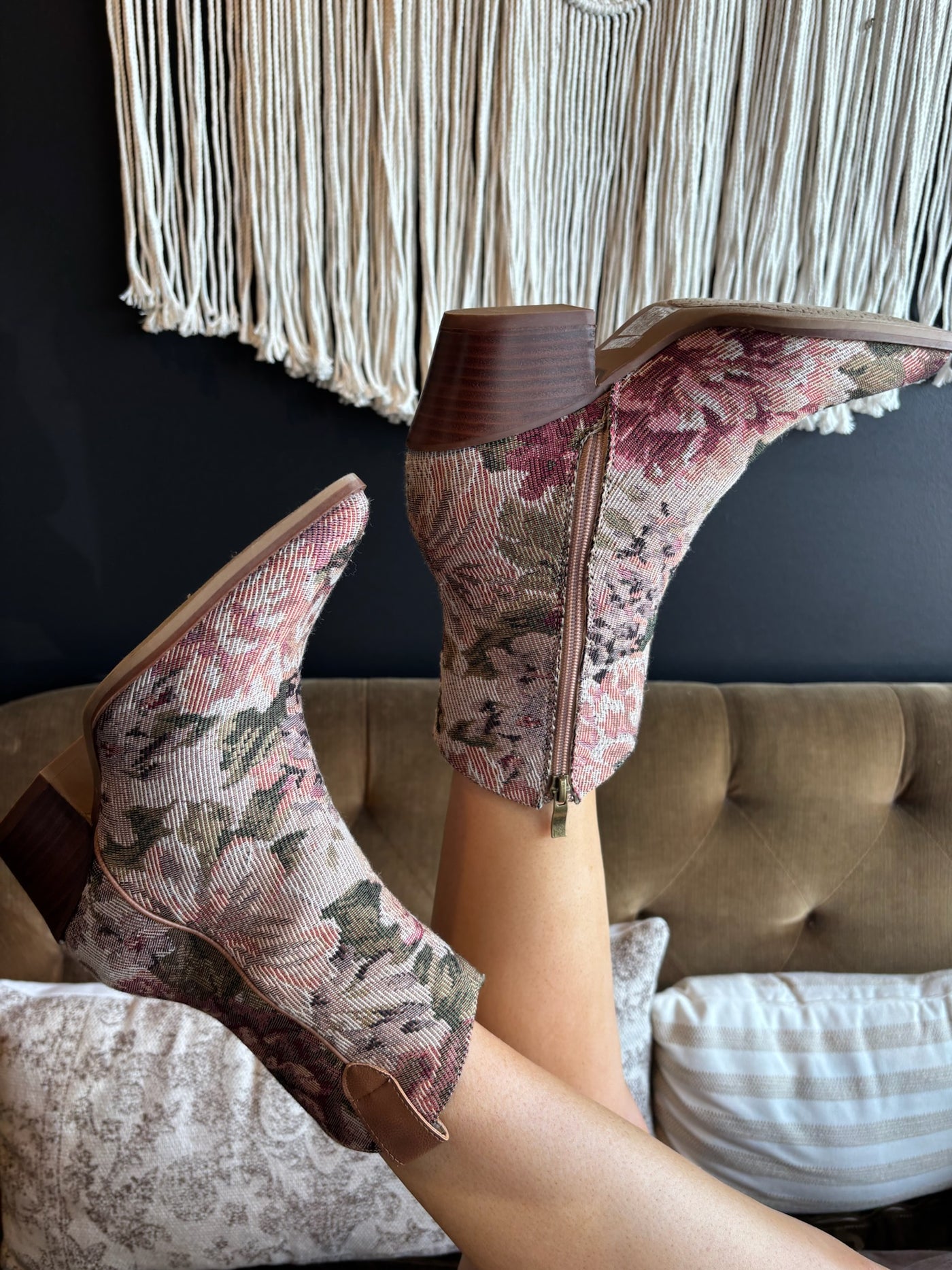 Karina Retro Floral Booties-180 - SHOES-FREE SOUL USA-[option4]-[option5]-[option6]-Leather & Lace Boutique Shop