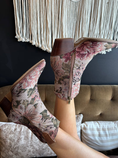 Karina Retro Floral Booties-180 - SHOES-FREE SOUL USA-[option4]-[option5]-[option6]-Leather & Lace Boutique Shop