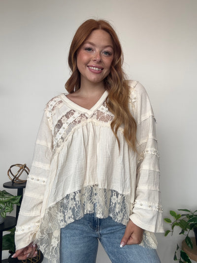Lace Bell Sleeve Blouse-110 - TOPS - LONG SLEEVE-POL-[option4]-[option5]-[option6]-Leather & Lace Boutique Shop
