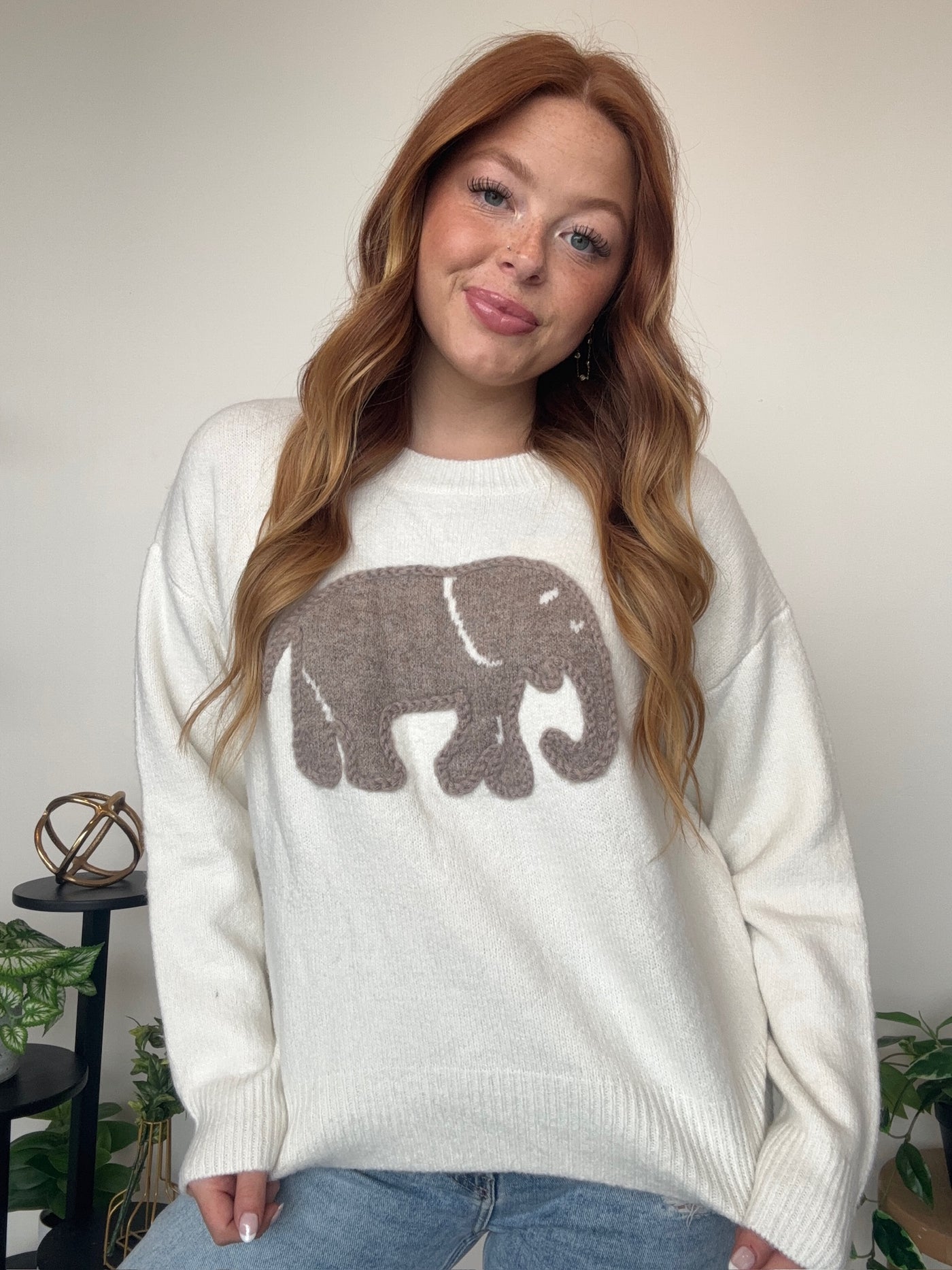 Elephant Textured Sweater-130 - TOPS - SWEATERS/SWEATSHIRTS-ADORA-[option4]-[option5]-[option6]-Leather & Lace Boutique Shop