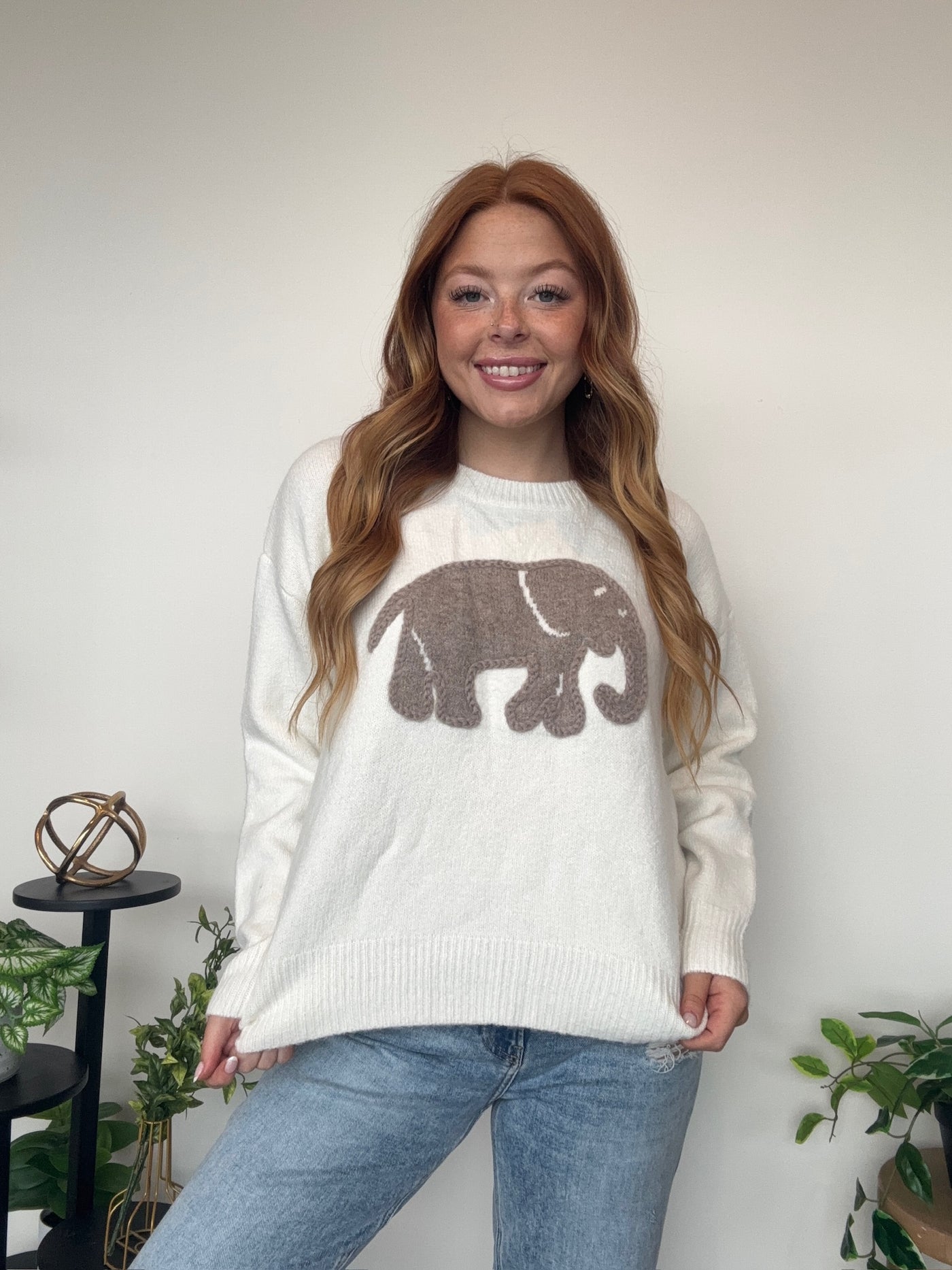 Elephant Textured Sweater-130 - TOPS - SWEATERS/SWEATSHIRTS-ADORA-[option4]-[option5]-[option6]-Leather & Lace Boutique Shop