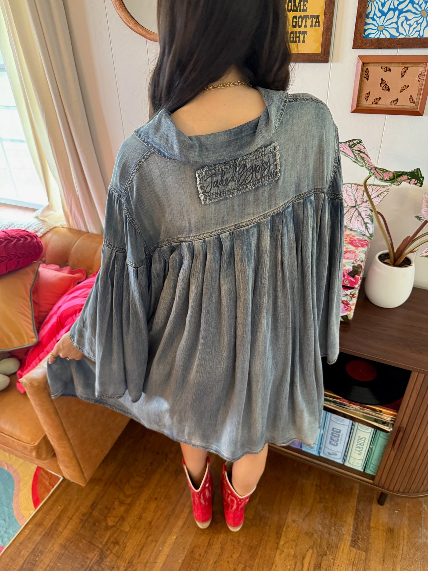 denim gypsy dress Pretty Gypsy Soft Denim dress  Uk size 8,10,12,14,16 N28,000. Italian  Mules:- N65,000