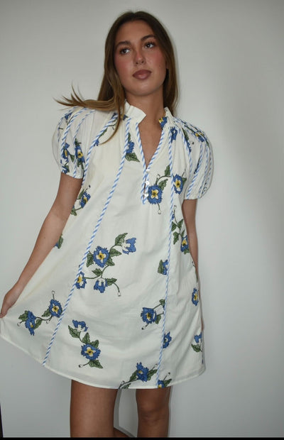 Floral Striped Mini Dress-170 - DRESSES-ENTRO-[option4]-[option5]-[option6]-Leather & Lace Boutique Shop