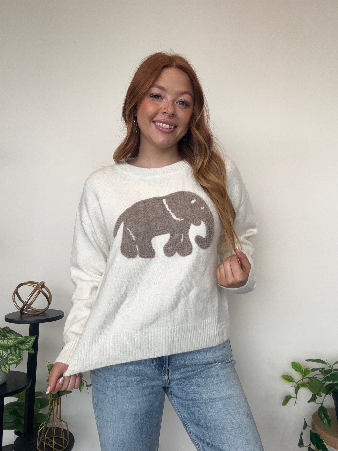 Elephant Textured Sweater-130 - TOPS - SWEATERS/SWEATSHIRTS-ADORA-[option4]-[option5]-[option6]-Leather & Lace Boutique Shop