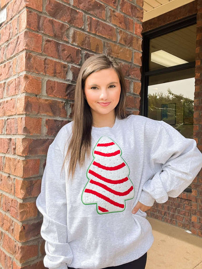 Christmas Tree Cake Sweatshirt-135 - DEMAND GRAPHIC-LEATHER & LACE-[option4]-[option5]-[option6]-Leather & Lace Boutique Shop
