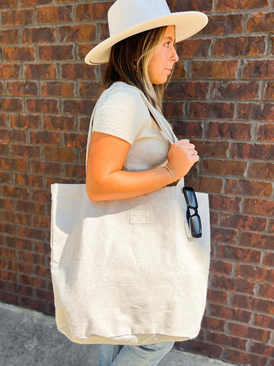 De La Mur Jep Large Linen Tote Bag-190 - ACCESSORIES - BAGS/BELTS-DE LA MUR-[option4]-[option5]-[option6]-Leather & Lace Boutique Shop