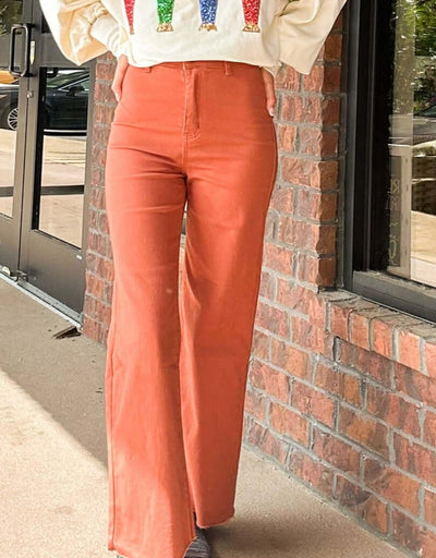 Annie Wide Leg Denim- Rust-150 - BOTTOMS - DENIM-ANNIEWEAR-[option4]-[option5]-[option6]-Leather & Lace Boutique Shop
