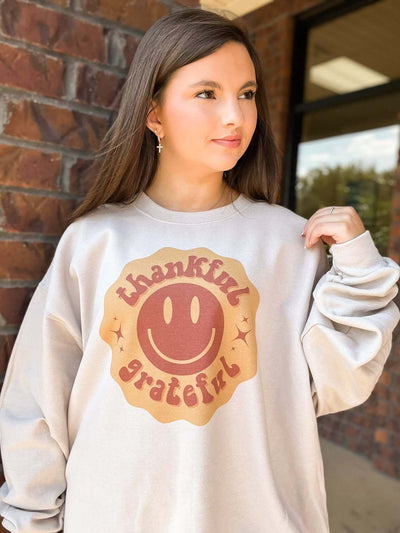 Thankful & Grateful Graphic Sweatshirt-135 - DEMAND GRAPHIC-LEATHER & LACE-[option4]-[option5]-[option6]-Leather & Lace Boutique Shop