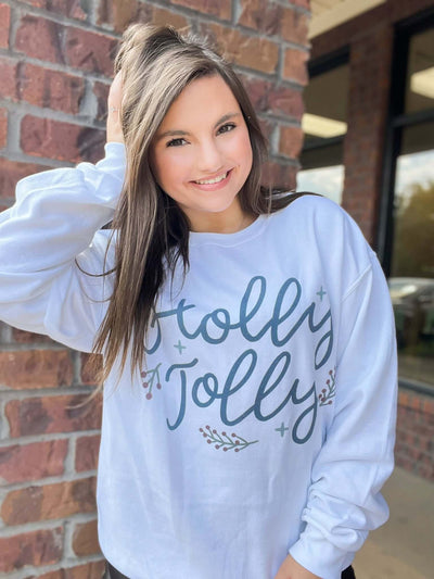 Holly Jolly Graphic Sweatshirt-135 - DEMAND GRAPHIC-LEATHER & LACE-[option4]-[option5]-[option6]-Leather & Lace Boutique Shop