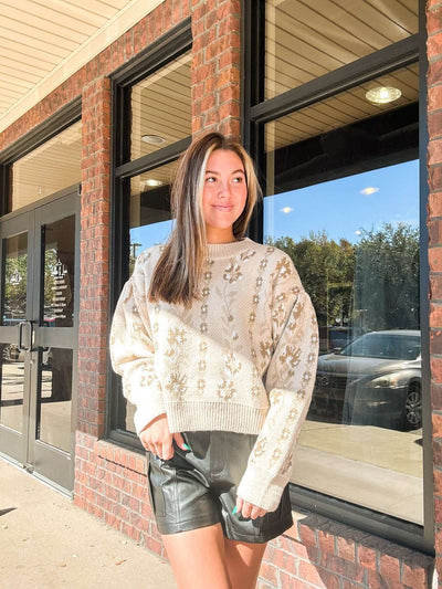 Vintage Floral Relax Fit Sweater-130 - TOPS - SWEATERS/SWEATSHIRTS-PROMESA USA-[option4]-[option5]-[option6]-Leather & Lace Boutique Shop