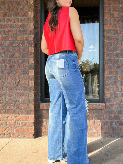 90s Vintage High Rise Straight Jeans-150 - BOTTOMS - DENIM-VERVET BY FLYING MONKEY-[option4]-[option5]-[option6]-Leather & Lace Boutique Shop