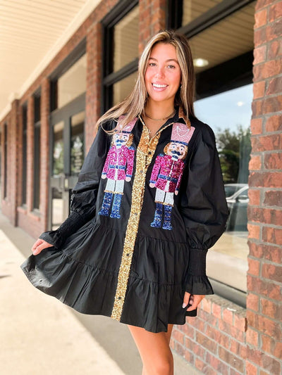 Sequin Nutcracker Tiered Dress-170 - DRESSES / ROMPERS / SETS-FANTASTIC FAWN-[option4]-[option5]-[option6]-Leather & Lace Boutique Shop