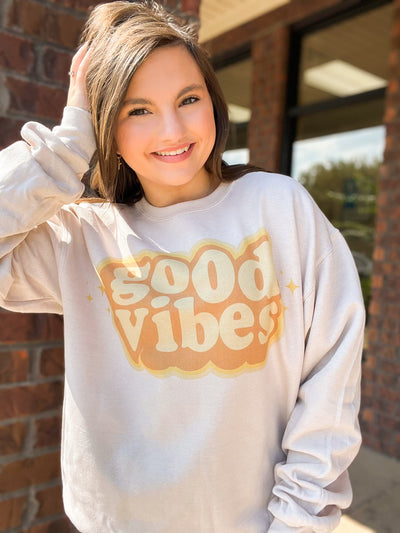 Good Vibes Graphic Sweatshirt-135 - DEMAND GRAPHIC-LEATHER & LACE-[option4]-[option5]-[option6]-Leather & Lace Boutique Shop