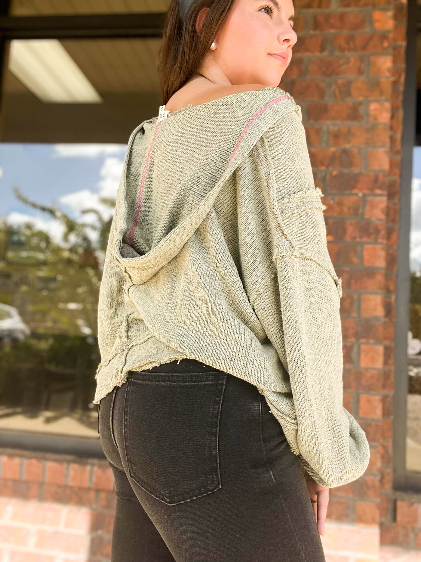Relaxed Round Neck Knit Pullover - Sage-130 - TOPS - SWEATERS/SWEATSHIRTS-POL CLOTHING-[option4]-[option5]-[option6]-Leather & Lace Boutique Shop