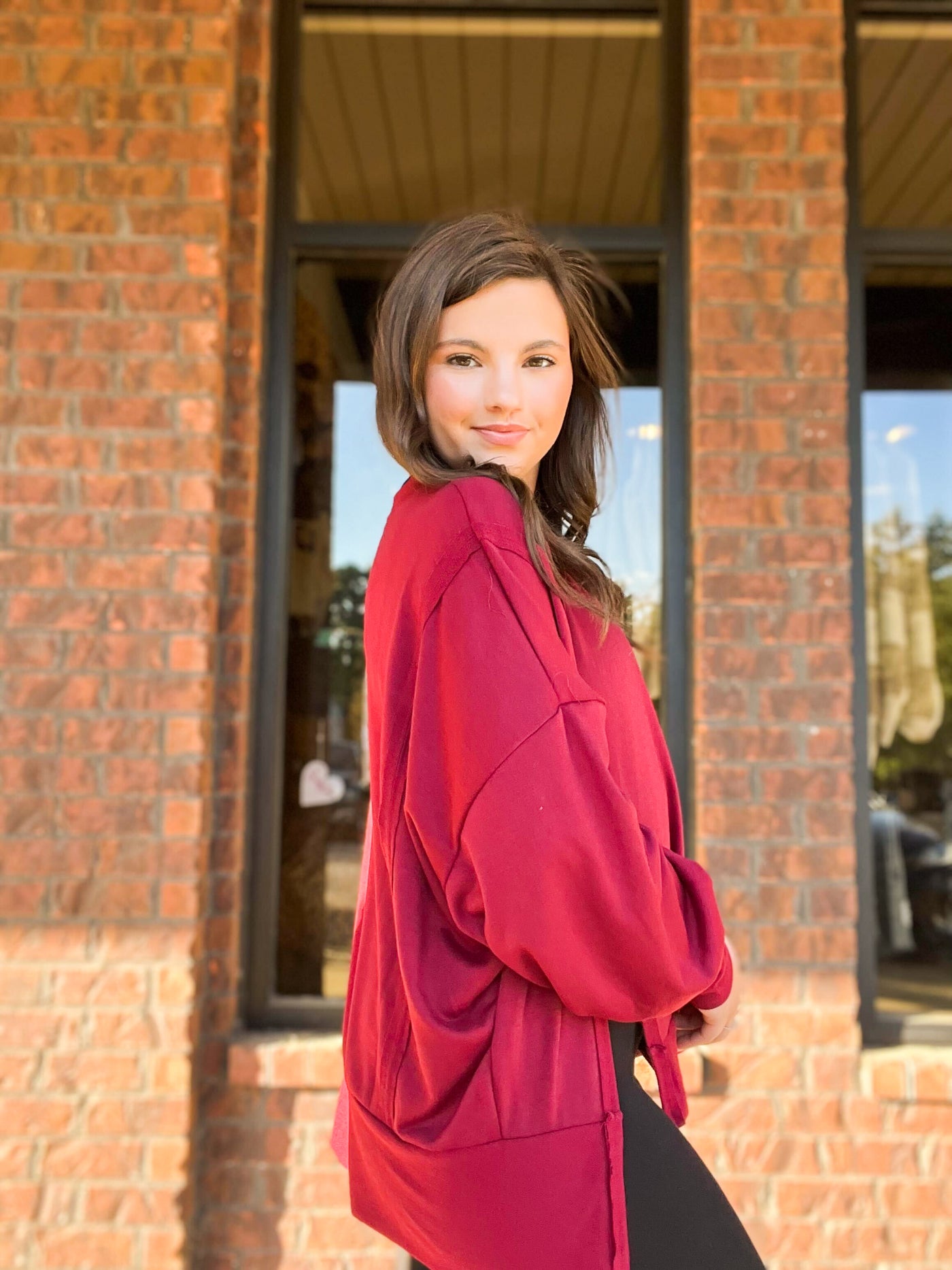 Solid Comfort Fit Hi-lo Sweatshirt-110 - TOPS - LONG SLEEVE-CES FEMME-[option4]-[option5]-[option6]-Leather & Lace Boutique Shop
