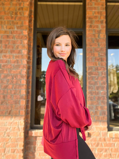 Solid Comfort Fit Hi-lo Sweatshirt-110 - TOPS - LONG SLEEVE-CES FEMME-[option4]-[option5]-[option6]-Leather & Lace Boutique Shop