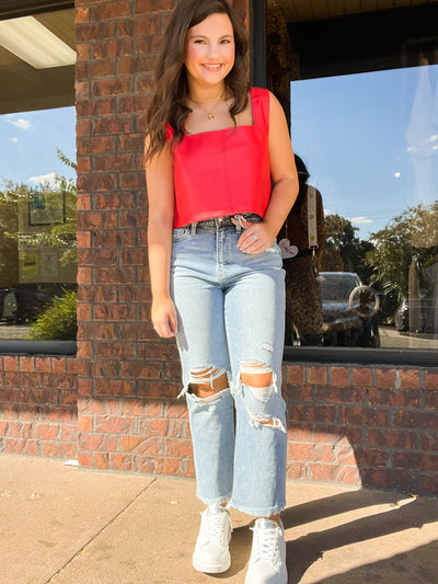 Super High Rise Vintage Straight Denim-150 - BOTTOMS - DENIM-FLYING MONKEY-[option4]-[option5]-[option6]-Leather & Lace Boutique Shop