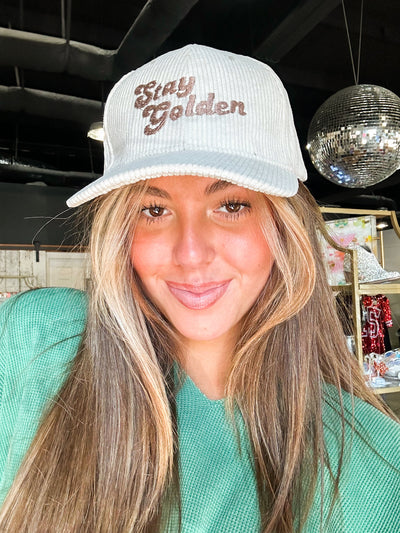 Stay Golden Embroidered Corded Hat-190 - ACCESSORIES - HATS/HEADWEAR-BABE-[option4]-[option5]-[option6]-Leather & Lace Boutique Shop